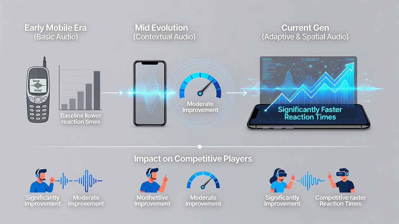 Side-by-side comparison of mobile game audio settings interface and console tournament reaction monitoring setup
