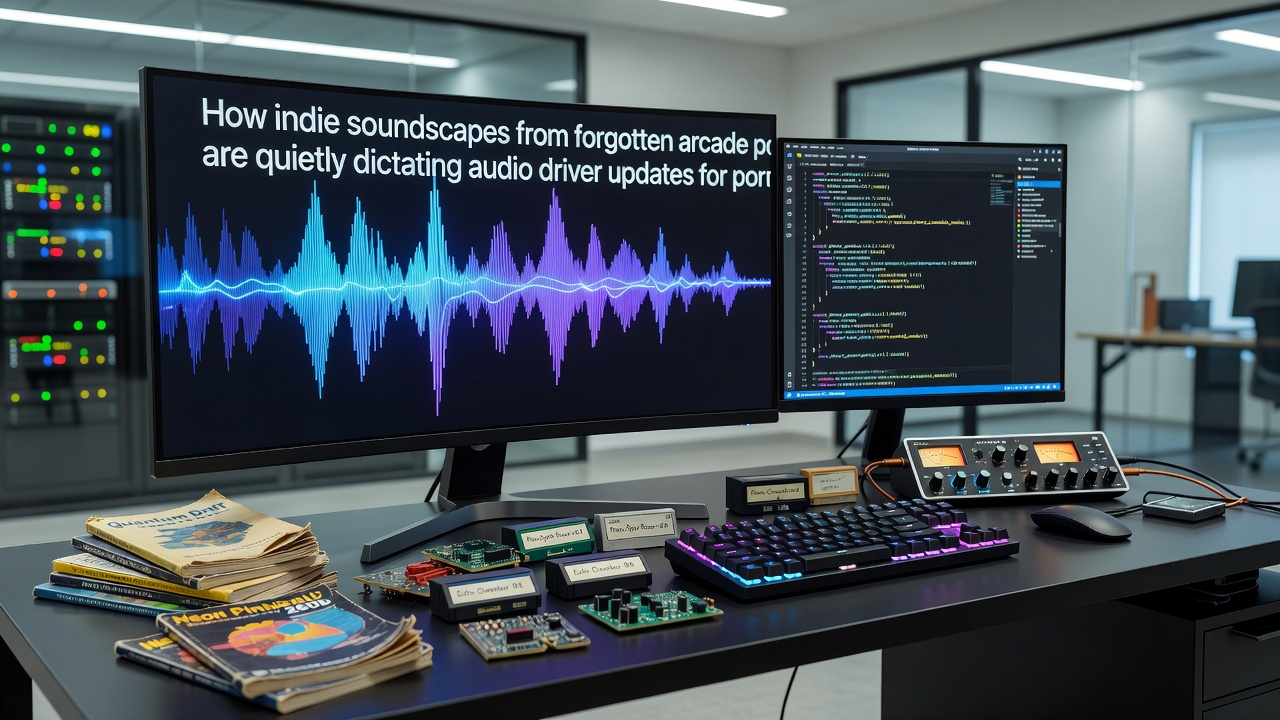Technicians testing audio driver patches on portable esports handhelds in regional workshops